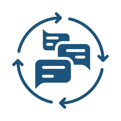 gespreksbubbels in een circulaire pijl